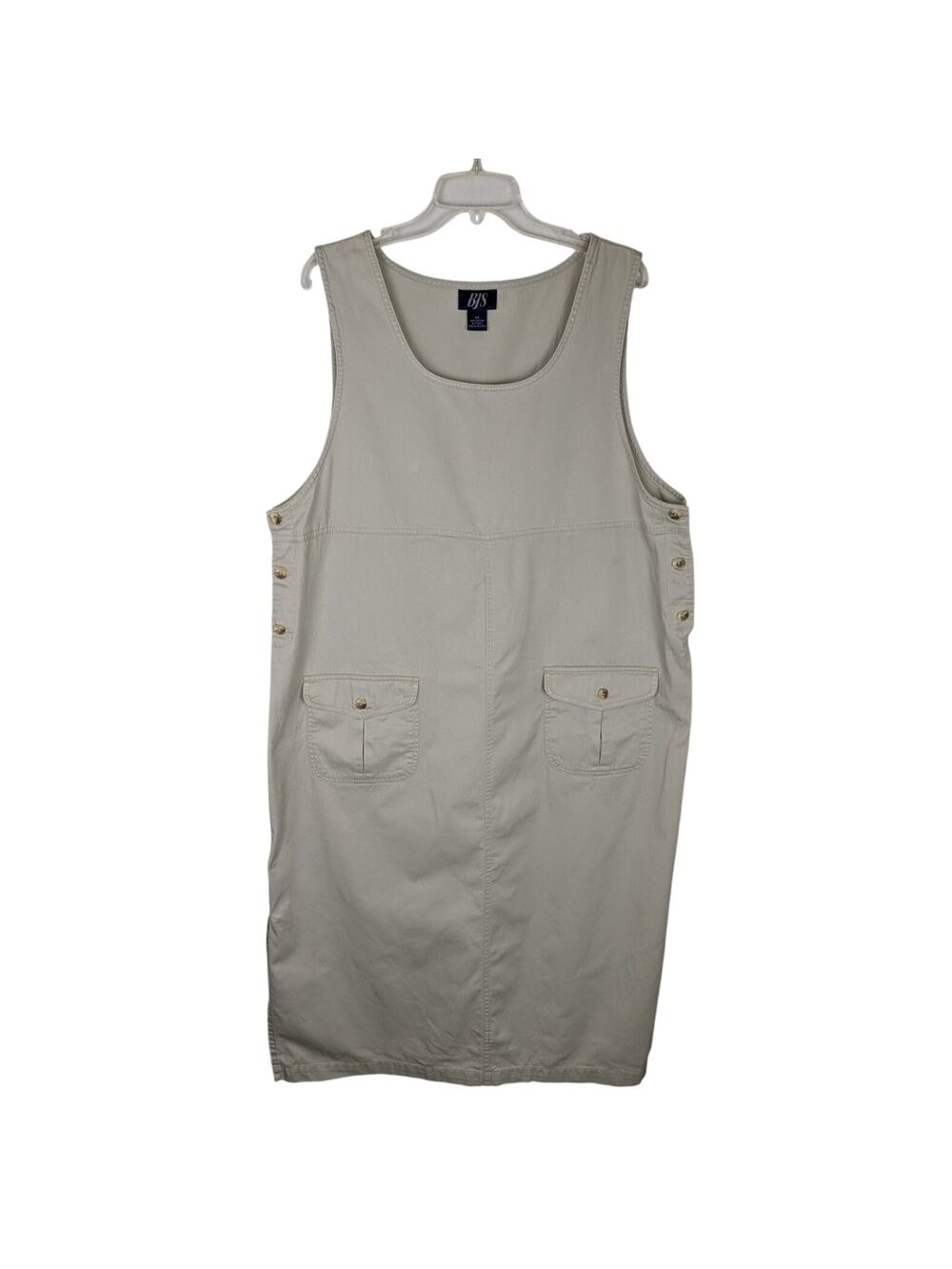 BJS sz1X jumper Beige   Overall dress pockets  Modest Prarie cottagecore Bust46"